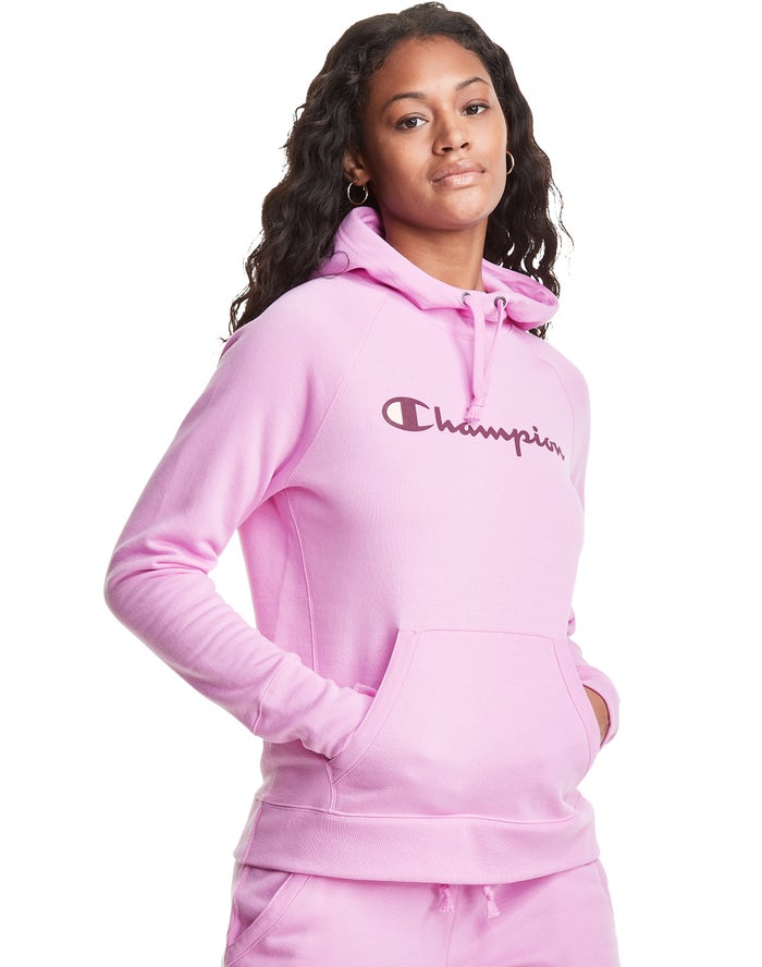 Champion Powerblend Fleece Script Logo Hoodie Dames - Roze - Belgie 5823CNVFM